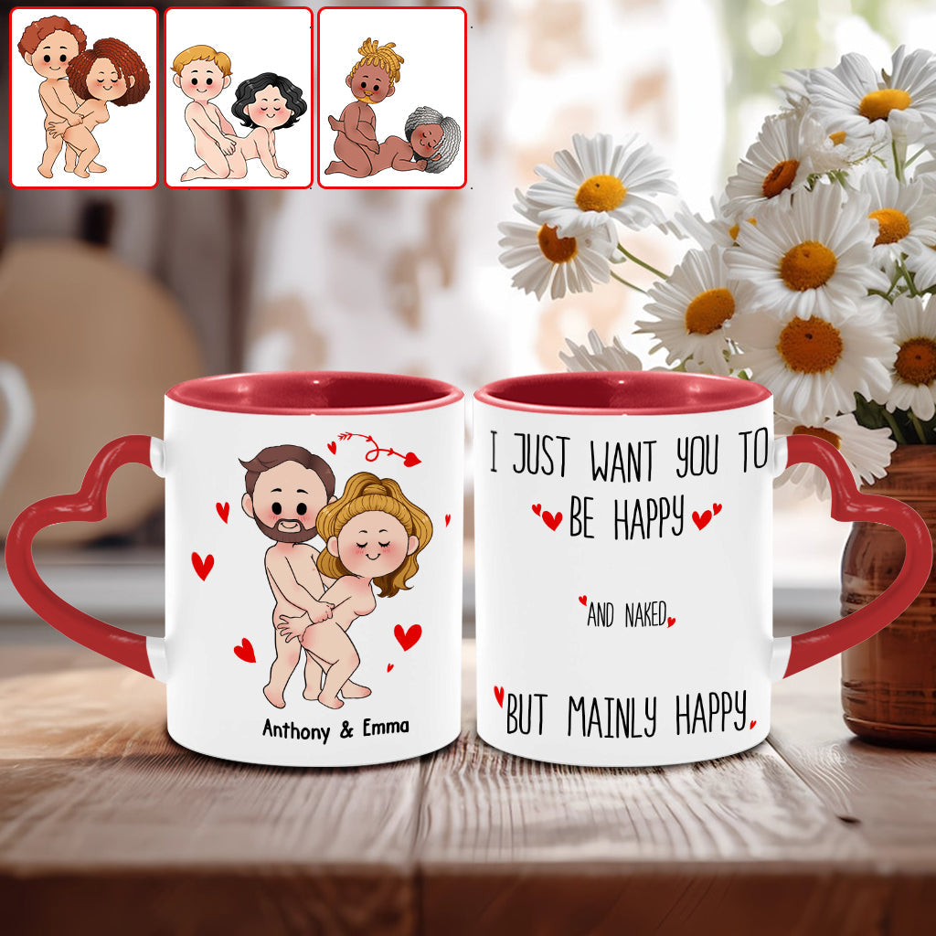 I Love You - Personalized Couple Heart Handle Mug