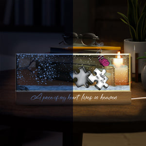 A Piece Of My Heart Lives In Heaven - Personalized Memorial Custom LED Night Light