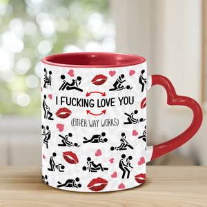 I Love You - Personalized Couple Heart Handle Mug