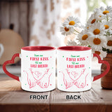 From Our First Kiss Til Our Last Breath - Personalized Couple Heart Handle Mug