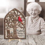 In Loving Memory Memorial Chair Red Cardinal - Personalized Memorial 2 Layered Wood Sign / Wood Plaque