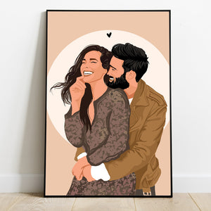 Custom 2D Flat Photo - Personalized Couple Canvas And Poster