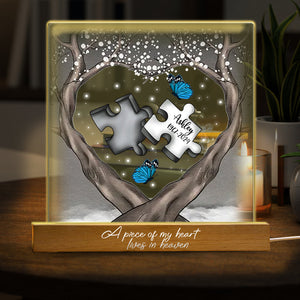 A Piece Of My Heart Lives In Heaven - Personalized Memorial Shaped Led Night Light
