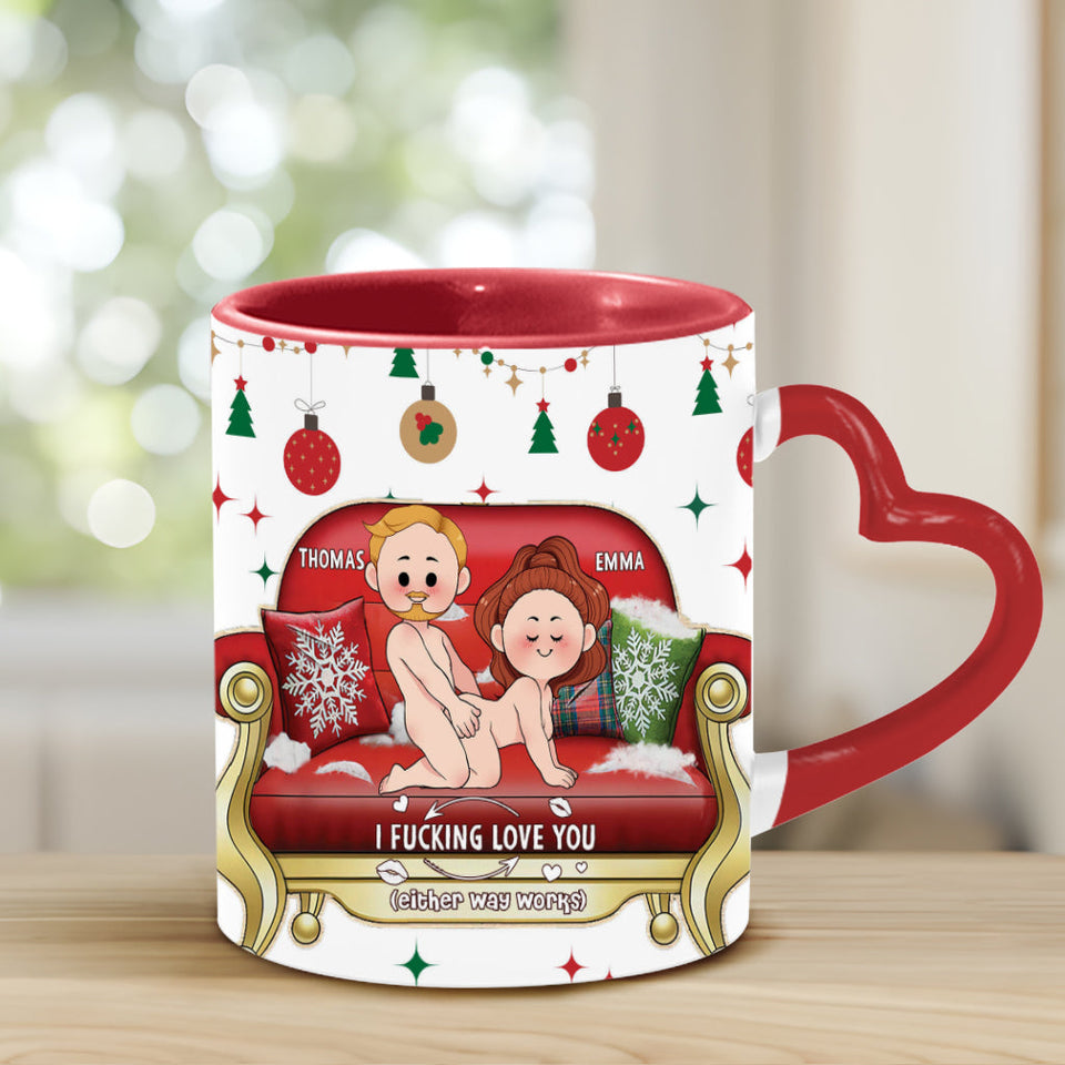 I Love You - Personalized Couple Heart Handle Mug