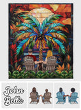 Under The Palm Tree Happy Couple - Personalized Couple Blanket