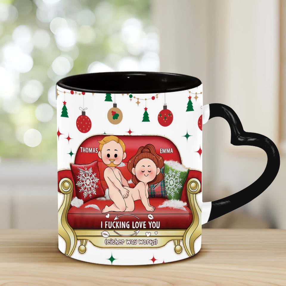 I Love You - Personalized Couple Heart Handle Mug