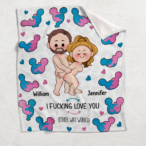 I Love You Funny Couple - Personalized Couple Blanket