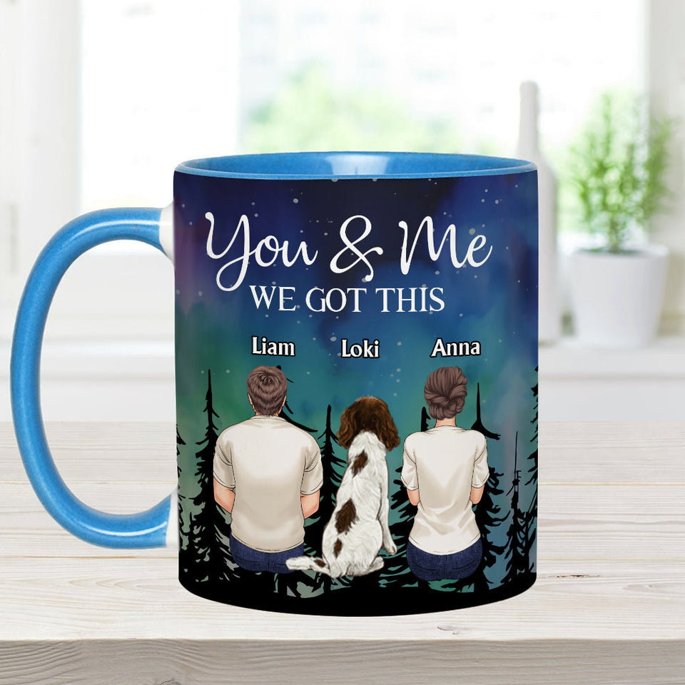 You & Me And The Dogs - Personalized Couple Accent Mug