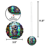 Cute Owl Stained Glass - Personalized Owl Custom Shaped Car Ornament