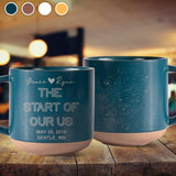 The start of our us - Personalized Couple Engraved Pottery Mug