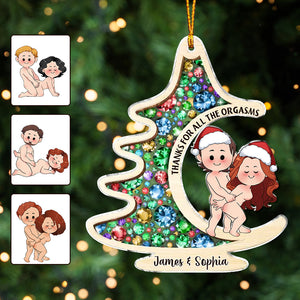 Thanks For All The Orgasms - Personalized Couple Custom Shaped Ornament