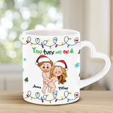 You Turn Me On - Personalized Couple Heart Handle Mug