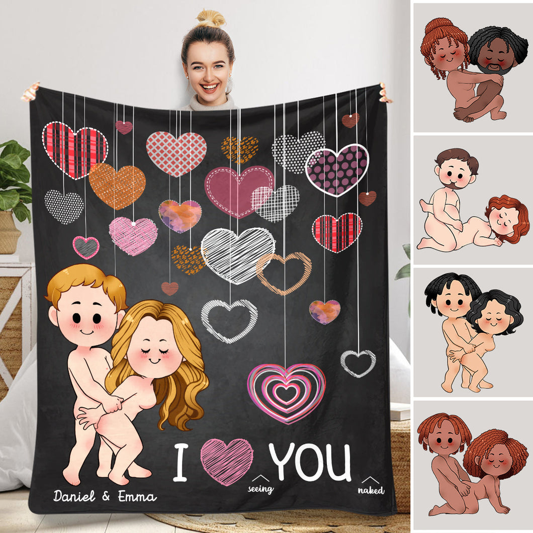 I Love Seing You Naked - Personalized Couple Blanket