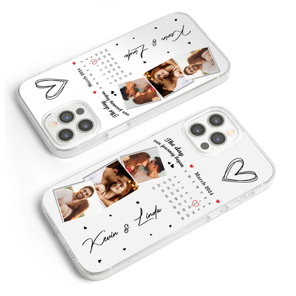 The Day Our Journey Began Photos & Calendar Custom - Personalized Couple Clear Phone Case