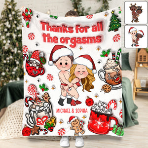 Thanks For All The Orgasms - Personalized Couple Blanket