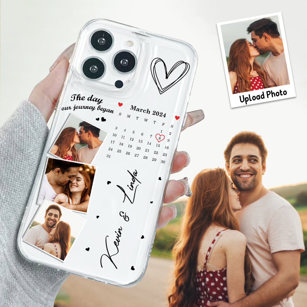 The Day Our Journey Began Photos & Calendar Custom - Personalized Couple Clear Phone Case