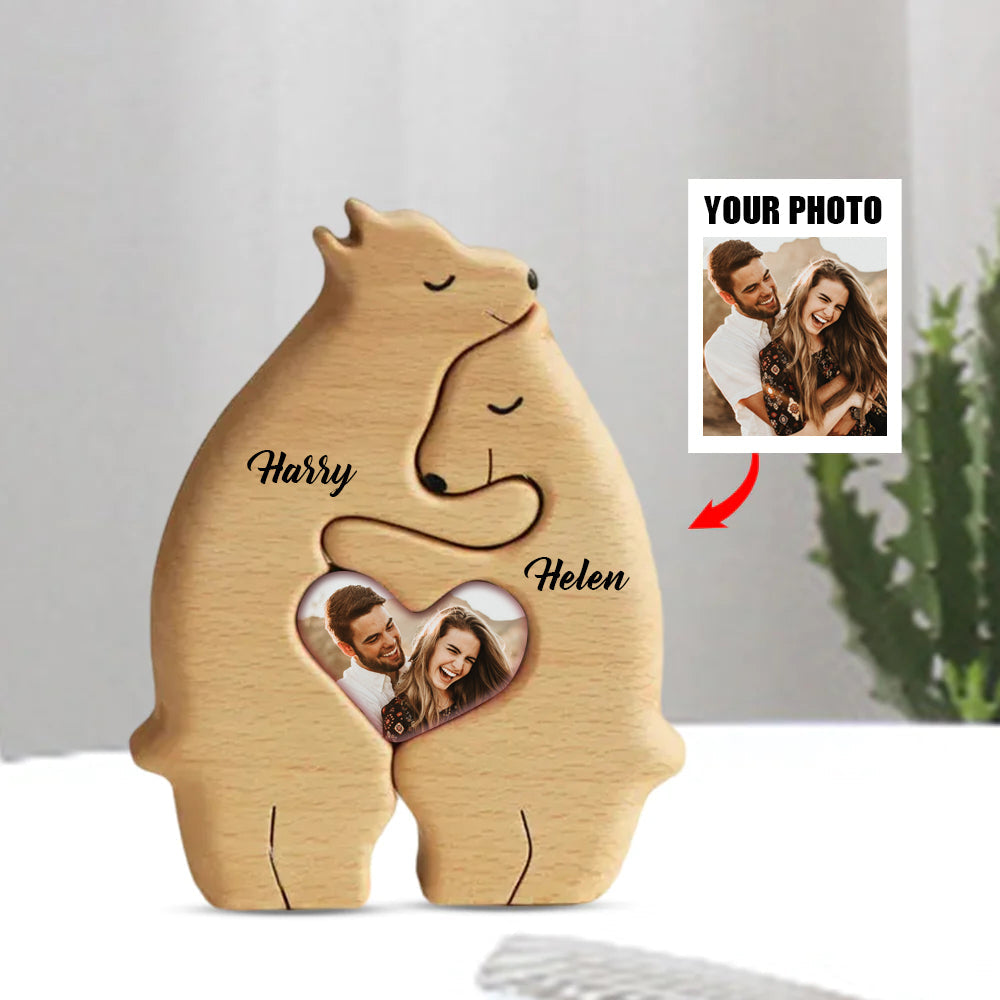 Bear Couple - Personalized Couple Wooden Art Puzzle