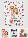 I Love Seeing You Naughty - Personalized Couple Blanket