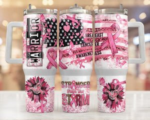 Positive Tumbler, We Wear Pink Tumbler Breast Cancer Awareness Tumbler With Handle 0924