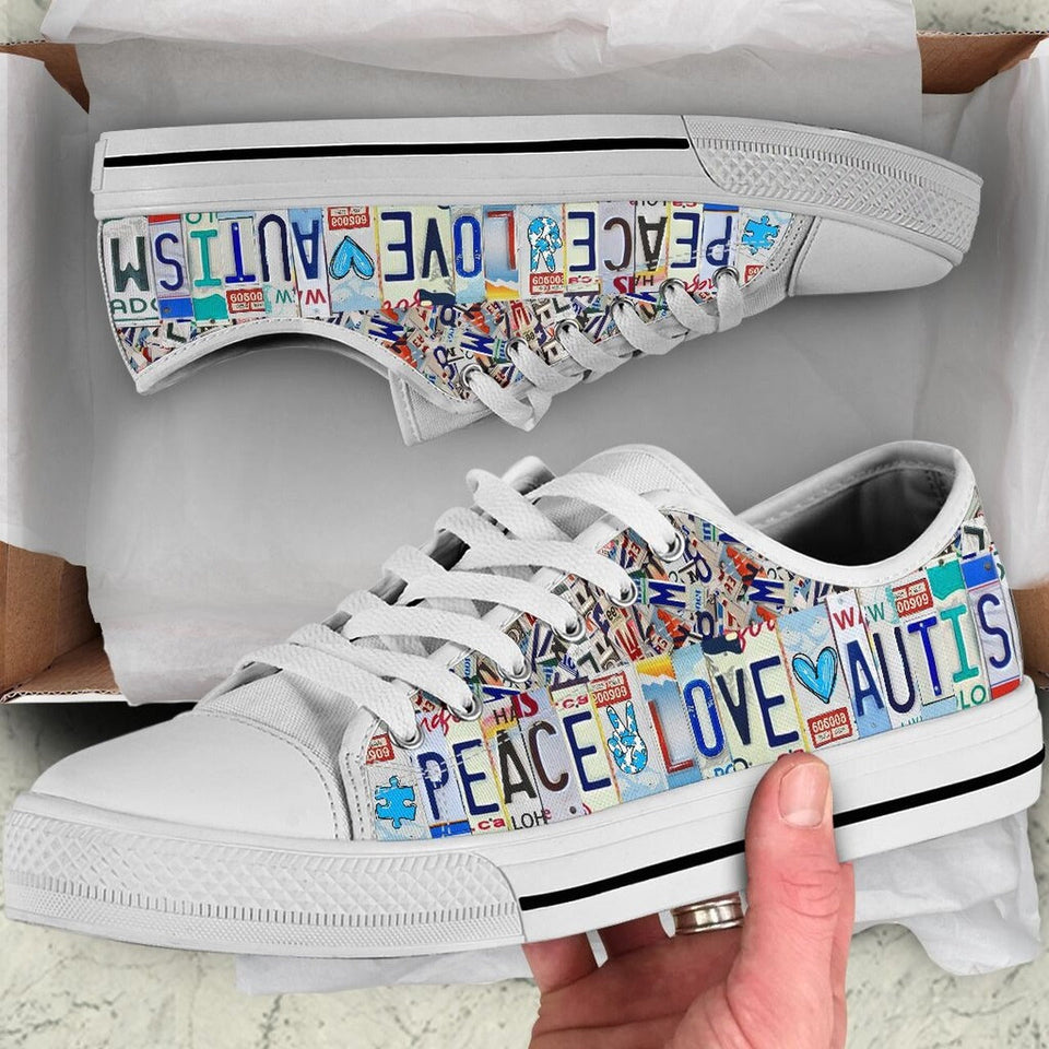 Peace Love Autism - Autism Awareness Low Top Shoes 0921