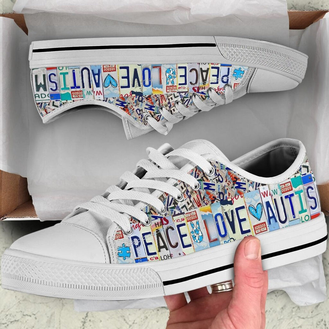 Peace Love Autism - Autism Awareness Low Top Shoes 0921
