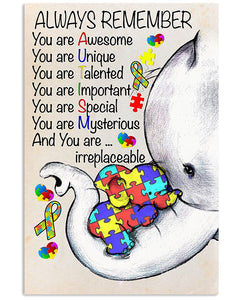 Autism Awareness Always Remember Poster - Autism Awareness Poster 0921