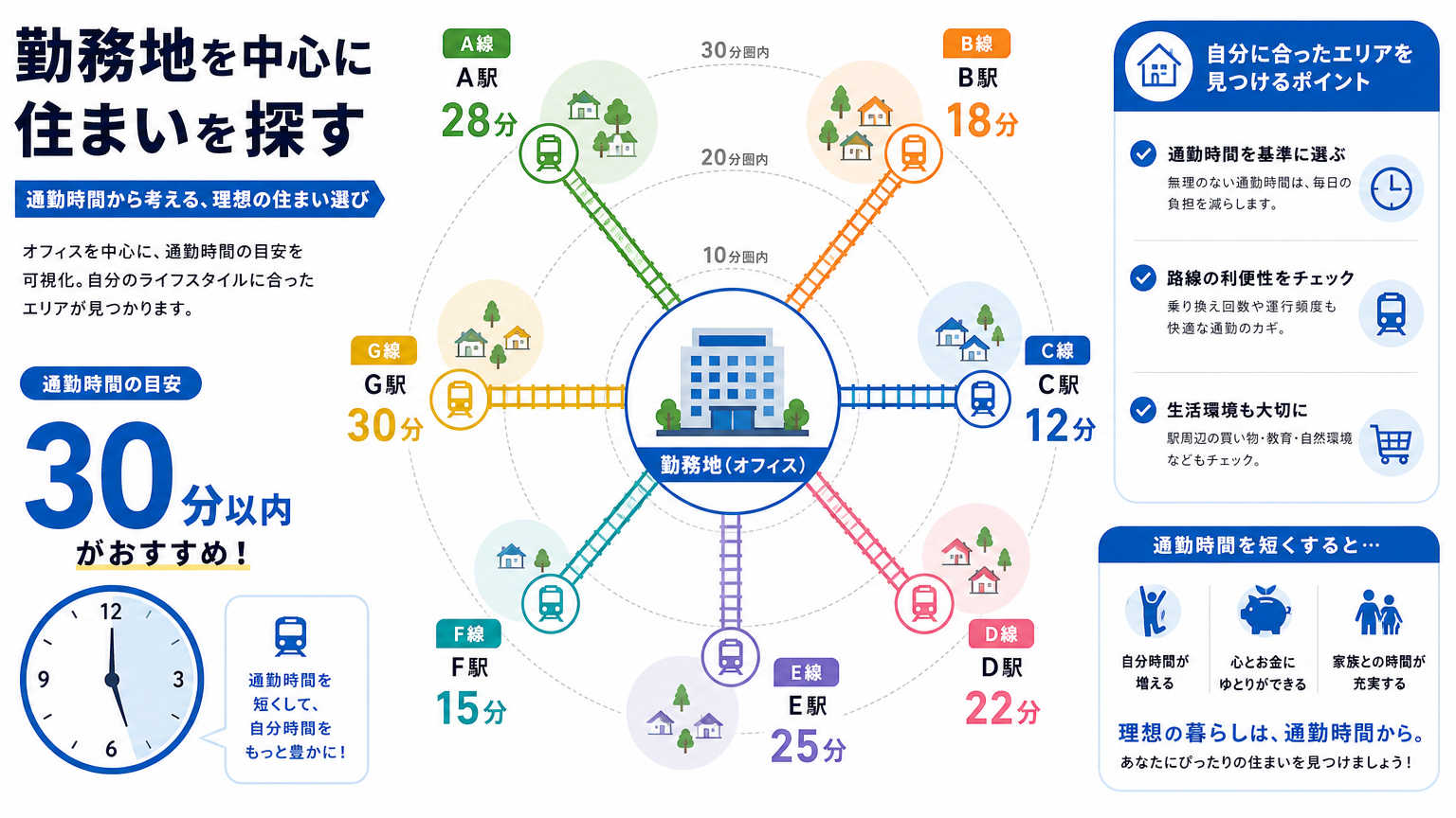 勤務地から選ぶ住まいとは|通勤しやすいエリアを基準に物件を探す方法